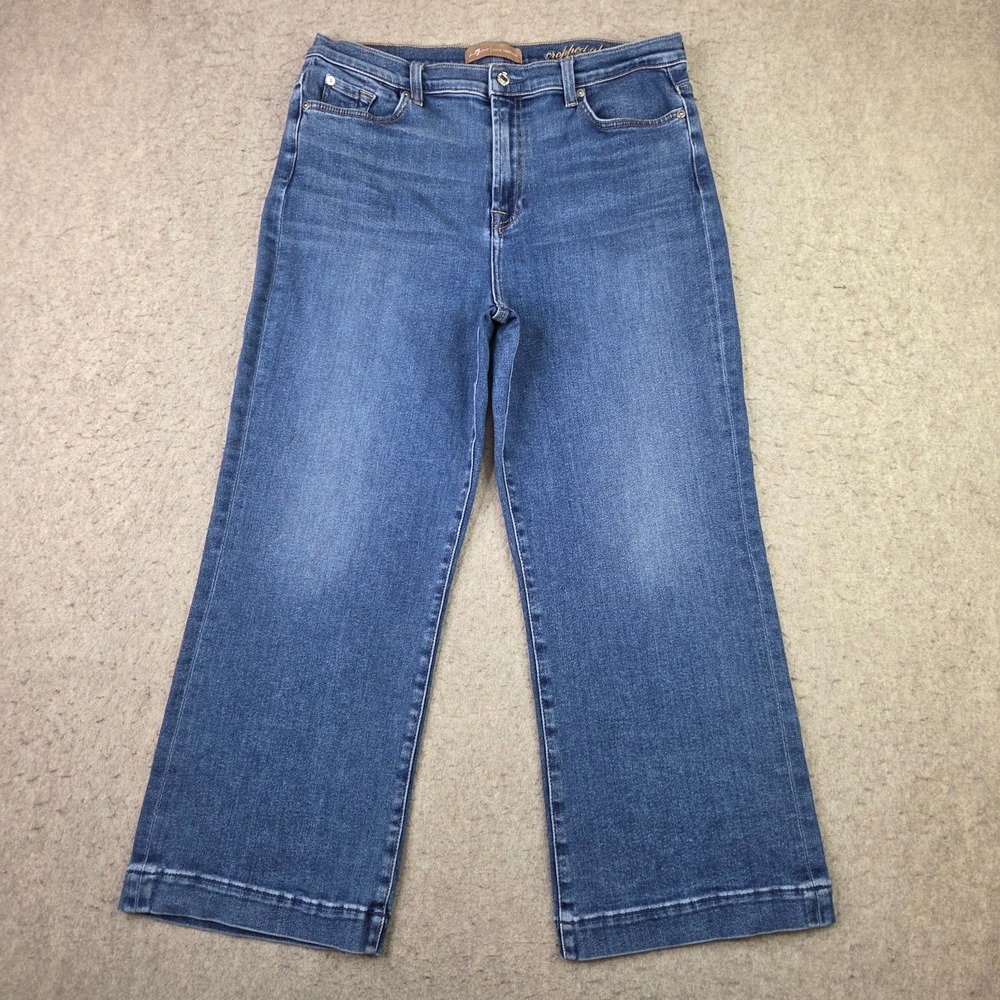 7 For All Mankind High Rise Cropped Alexa Jeans Womens 32 Wide Leg Blue 32x25
